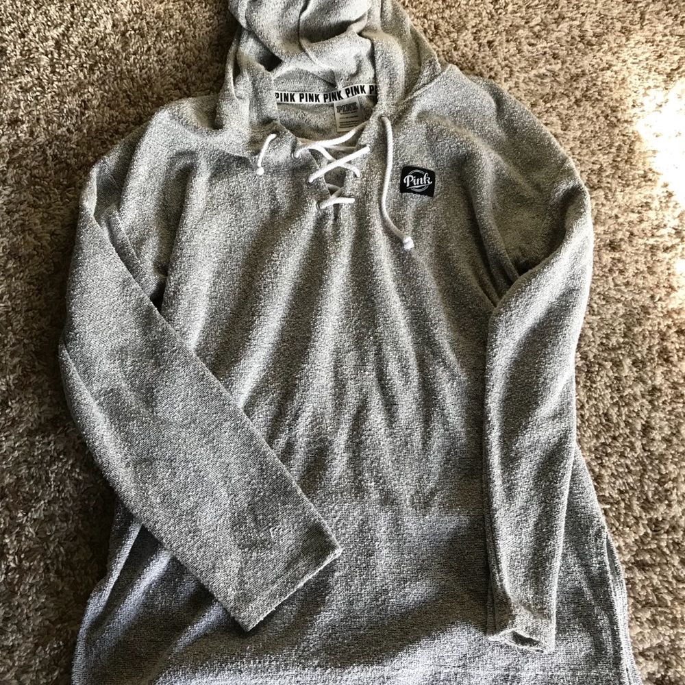Pink Lace-Up Hoodie